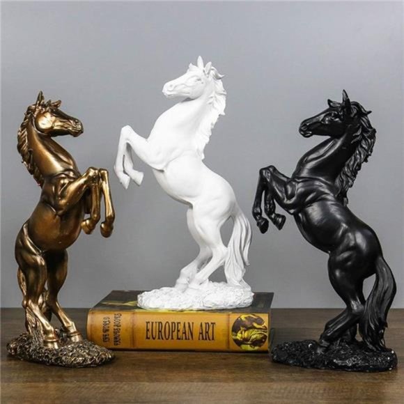 Standing Horse Resin StatueResin Standing Fighting Horse Sculpture for HomeDecor - Picture 5 of 6